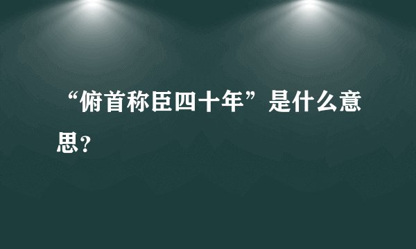 “俯首称臣四十年”是什么意思?