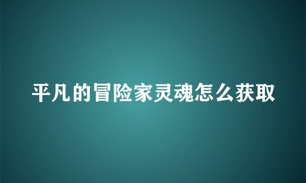 平凡的冒险家灵魂怎么获取
