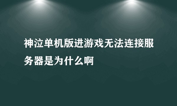 神泣单机版进游戏无法连接服务器是为什么啊