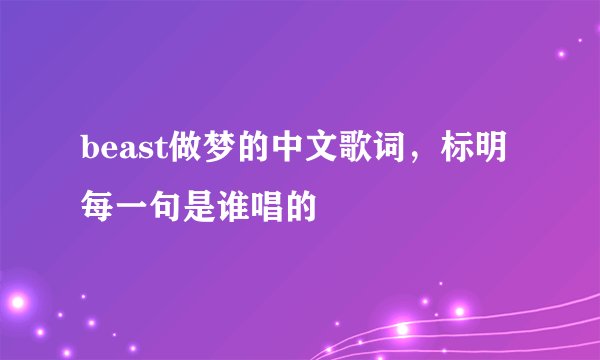 beast做梦的中文歌词，标明每一句是谁唱的