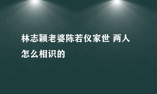 林志颖老婆陈若仪家世 两人怎么相识的