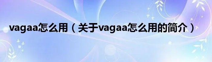 vagaa怎么用（关于vagaa怎么用的简介）