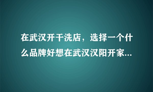 在武汉开干洗店,选择一个什么品牌好想在武汉汉阳开家干洗店,加盟武汉本地哪家品牌靠谱呀?