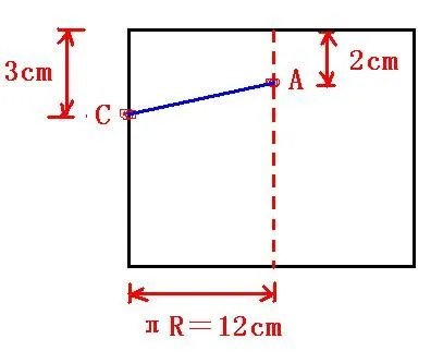 如图,圆柱形玻璃杯高为12cm,底面周长为24在杯内离杯底9cm的点C 处有一滴蜂蜜, cm.
