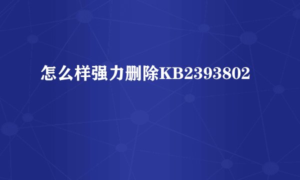 怎么样强力删除KB2393802