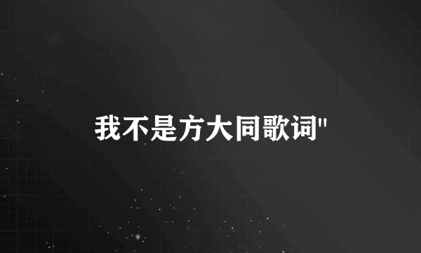 我不是方大同歌词