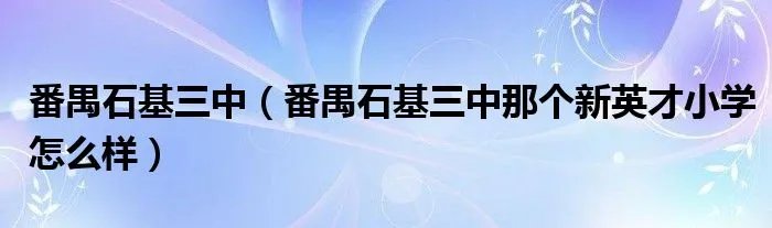 番禺石基三中（番禺石基三中那个新英才小学怎么样）
