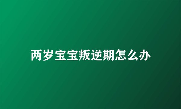 两岁宝宝叛逆期怎么办
