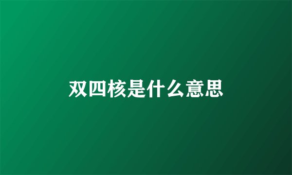 双四核是什么意思