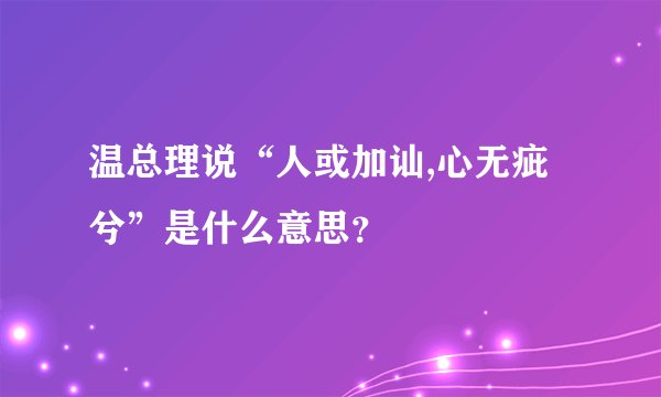 温总理说“人或加讪,心无疵兮”是什么意思？