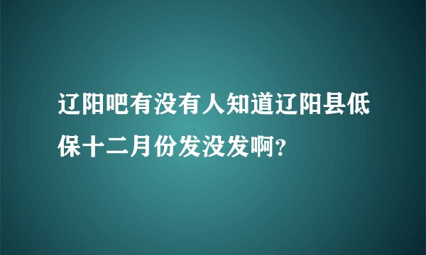 辽阳吧有没有人知道辽阳县低保十二月份发没发啊？