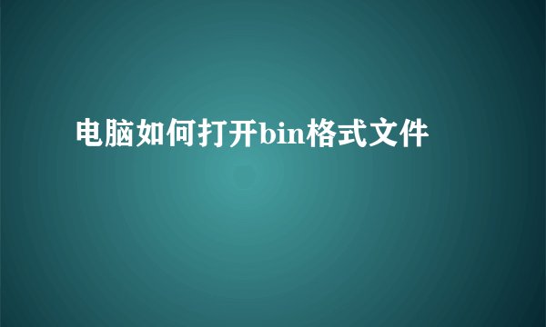 电脑如何打开bin格式文件