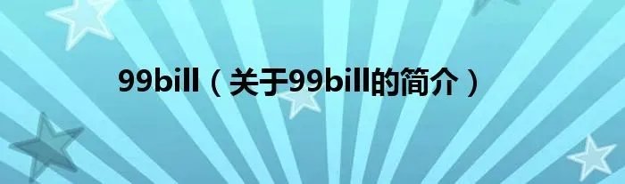 99bill（关于99bill的简介）