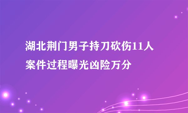 湖北荆门男子持刀砍伤11人 案件过程曝光凶险万分