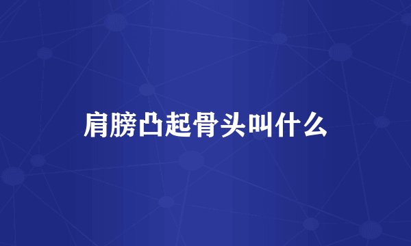 肩膀凸起骨头叫什么