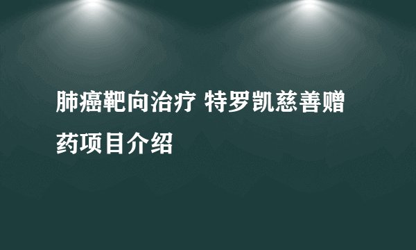 肺癌靶向治疗 特罗凯慈善赠药项目介绍