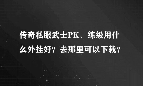 传奇私服武士PK、练级用什么外挂好？去那里可以下栽？