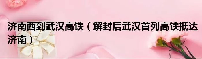 济南西到武汉高铁(解封后武汉首列高铁抵达济南)