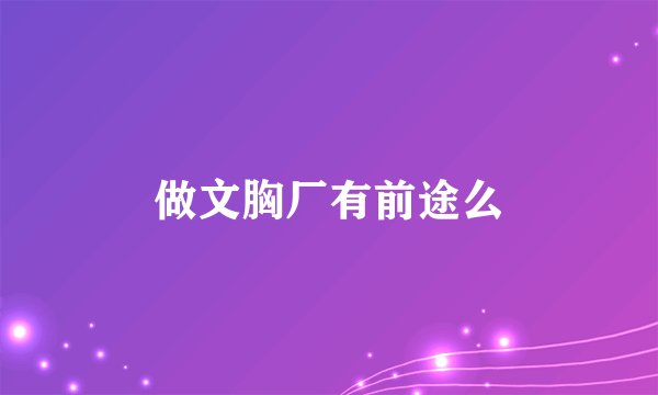做文胸厂有前途么