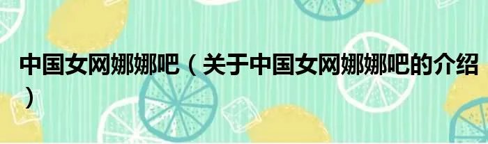 中国女网娜娜吧（关于中国女网娜娜吧的介绍）