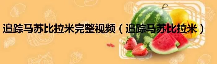 追踪马苏比拉米完整视频（追踪马苏比拉米）