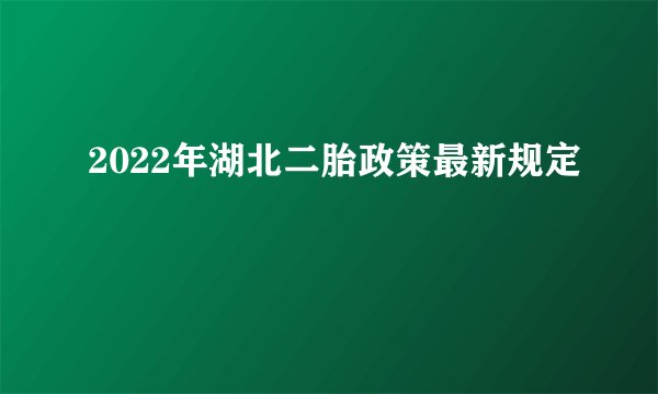 2022年湖北二胎政策最新规定