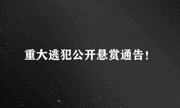 重大逃犯公开悬赏通告!