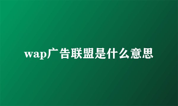 wap广告联盟是什么意思