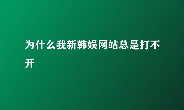 为什么我新韩娱网站总是打不开