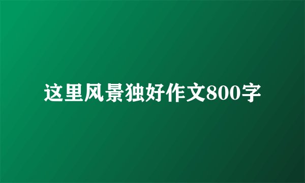 这里风景独好作文800字