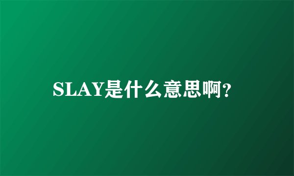 SLAY是什么意思啊？