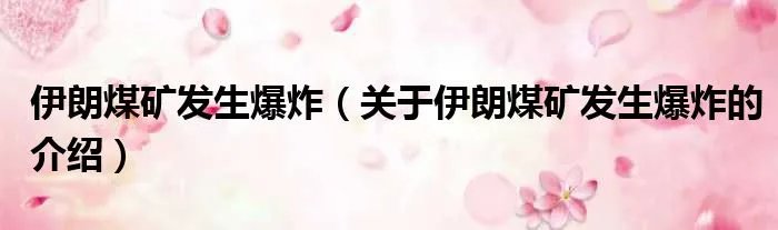 伊朗煤矿发生爆炸（关于伊朗煤矿发生爆炸的介绍）