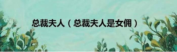 总裁夫人（总裁夫人是女佣）