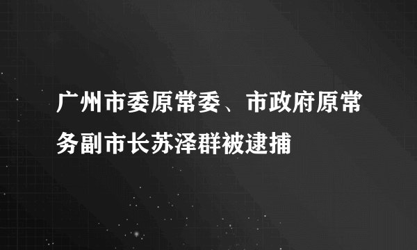 广州市委原常委、市政府原常务副市长苏泽群被逮捕