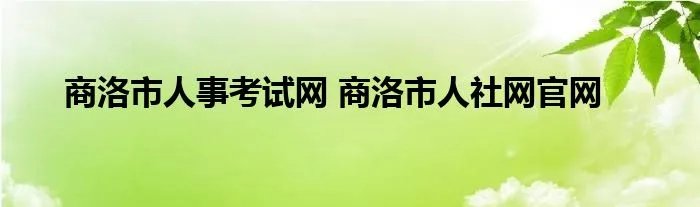 商洛市人事考试网 商洛市人社网官网