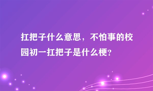 扛把子什么意思，不怕事的校园初一扛把子是什么梗？