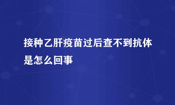 接种乙肝疫苗过后查不到抗体是怎么回事