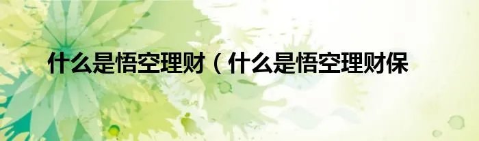 什么是悟空理财（什么是悟空理财保