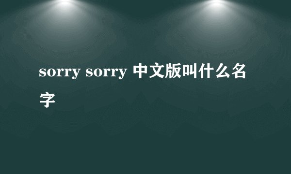 sorry sorry 中文版叫什么名字