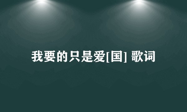 我要的只是爱[国] 歌词