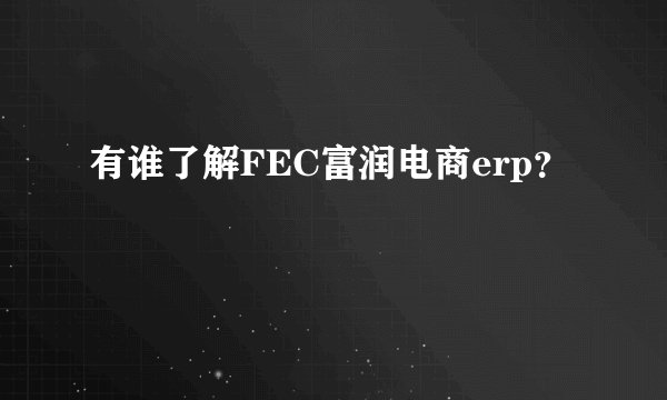 有谁了解FEC富润电商erp?