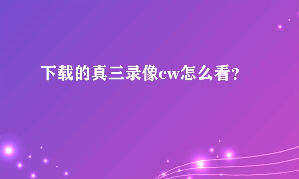 下载的真三录像cw怎么看？