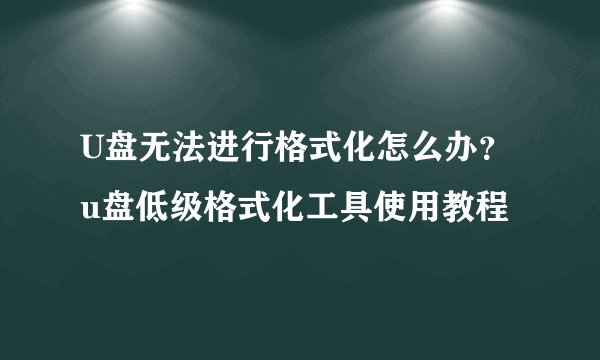 U盘无法进行格式化怎么办?u盘低级格式化工具使用教程