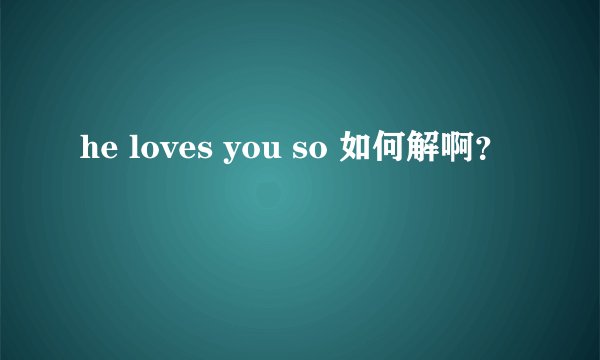 he loves you so 如何解啊？