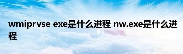 wmiprvse exe是什么进程 nw.exe是什么进程