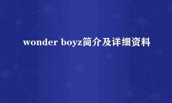 wonder boyz简介及详细资料