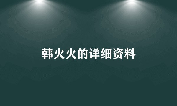 韩火火的详细资料