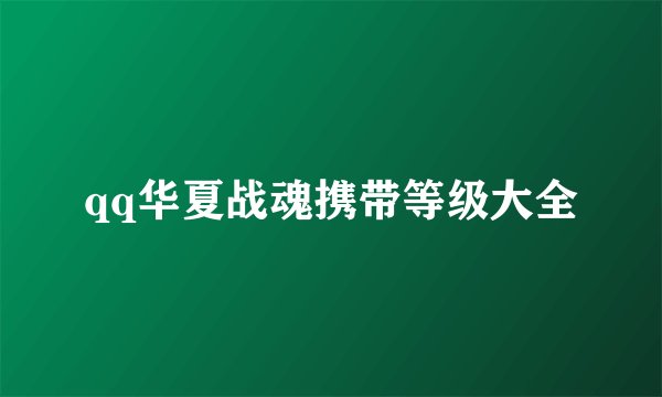 qq华夏战魂携带等级大全