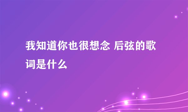 我知道你也很想念 后弦的歌词是什么