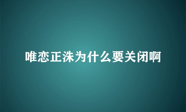 唯恋正洙为什么要关闭啊